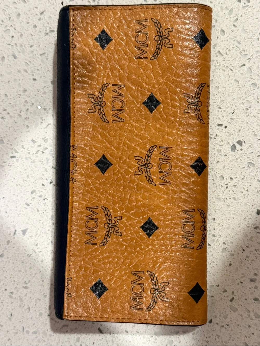 MCM Flap Wallet in Cognac and Black